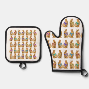 Some bunny loves me! oven mitt & pot holder set