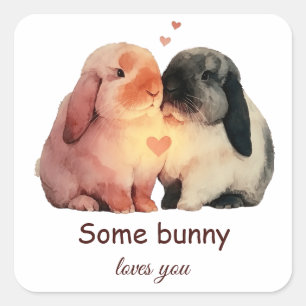 Some Bunny Loves You Couple Love Square Sticker