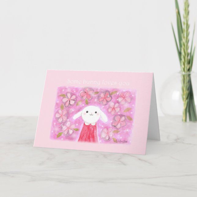 Some bunny Loves You Cute bunny rabbit I love you Card (Front)