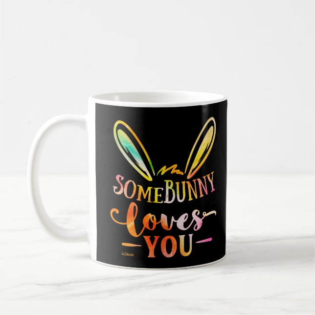 SOME BUNNY LOVES YOU funny easter holiday gift     Coffee Mug (Left)
