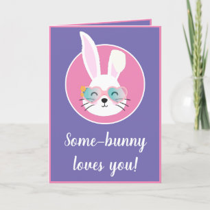 Some-Bunny Loves You Funny Easter Quote Rabbit Holiday Card