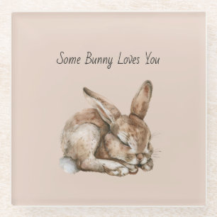 Some Bunny Loves You Glass Coaster