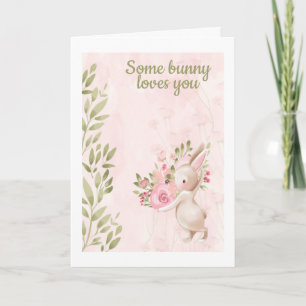 Some Bunny Loves You Rabbit Themed Valentines Day Holiday Card
