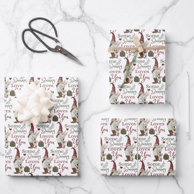 Some Bunny Loves You Wrapping Paper Sheets  (Front)