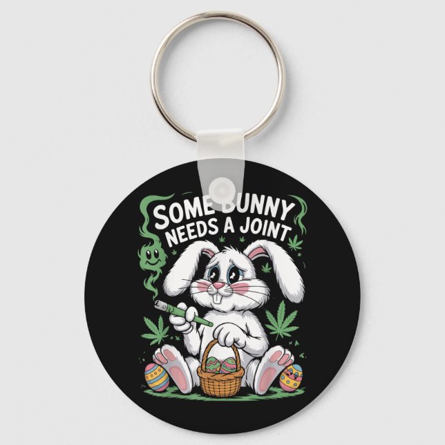 Some Bunny Needs A Joint Funny Stoner Easter Men W Keychain (Front)