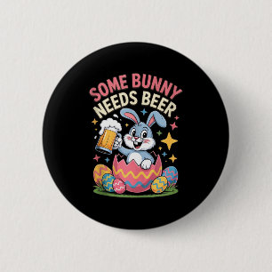 Some bunny needs beer funny easter party tank 2 inch round button