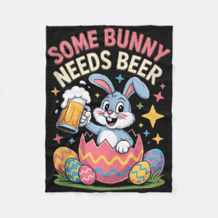 Some bunny needs beer funny easter party tank fleece blanket