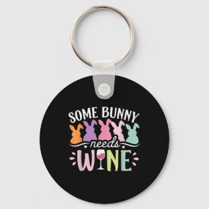 Some Bunny Needs Wine Funny Wine Drinking Bunny Ea Keychain