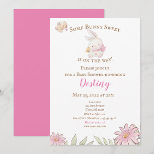 Some Bunny Pink Baby Shower Invitation 