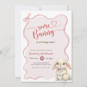 Some Bunny Pink Bow Baby Shower Invitation