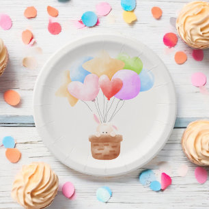 Some Bunny Rainbow Balloon Bunch Baby Shower Paper Plate