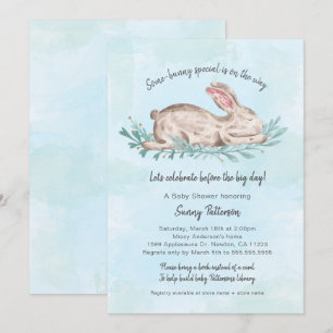 Some-bunny special book baby shower for boy invitation