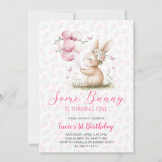 Some Bunny spring Birthday Party Invitation