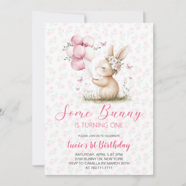 Some Bunny spring Birthday Party  Invitation (Front)
