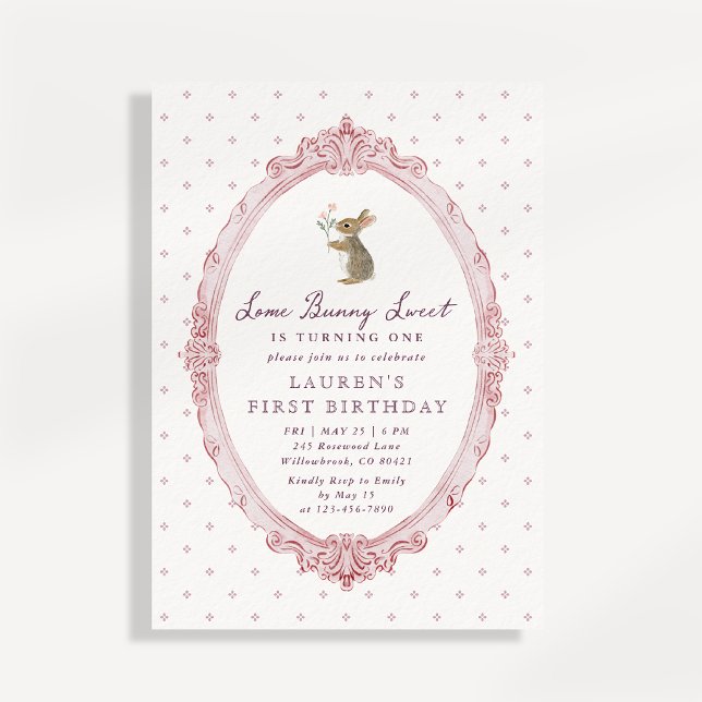 Some Bunny Sweet First Birthday Invitation (Creator Uploaded)
