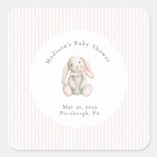 Some Bunny Sweet Pink Baby Shower  Square Sticker