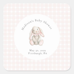 Some Bunny Sweet Pink Baby Shower Square Sticker