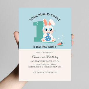 Some bunny sweet rabbit birthday invitation