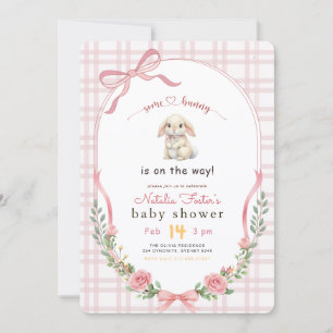 Some Bunny Wildflower Pink Bow Baby Shower Invitation