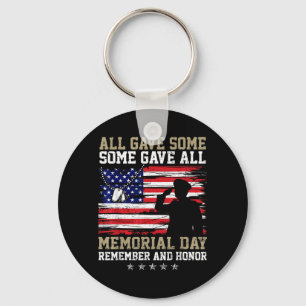 Some Gave Salute Veteran Memorial Day Distressed Keychain