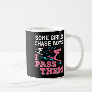 Some girls chase boys pass ski skier girl women coffee mug