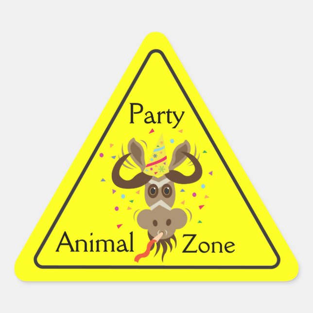 Some Gnu Stuff_Partier Gnu_Party Animal Zone Triangle Sticker (Front)