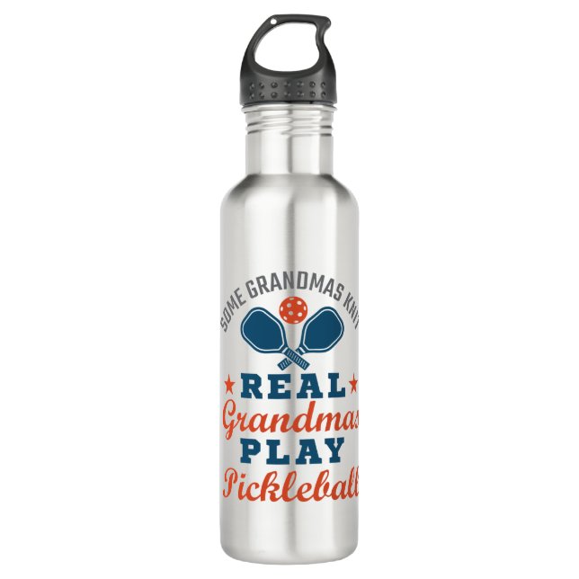 Some Grandmas Knit Real Grandmas Play Pickleball 710 Ml Water Bottle (Front)