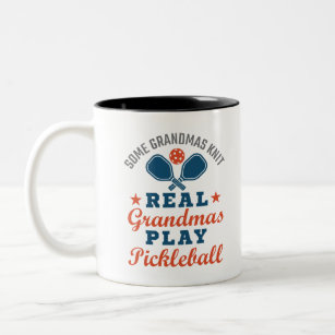 Some Grandmas Knit Real Grandmas Play Pickleball Two-Tone Coffee Mug