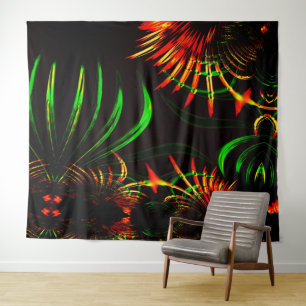 Some grass leaves, fire colours in 'flower petals' tapestry
