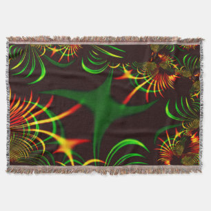 Some green grass and yellow fire-coloured curves throw blanket