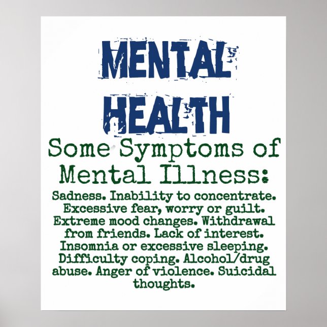 Some Symptoms of Mental Illness - Mental Health Qu Poster (Front)