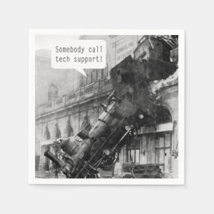 Somebody Call Tech Support Train Wreck Napkin