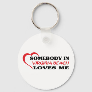 Somebody in Virginia Beach loves me t shirt Keychain