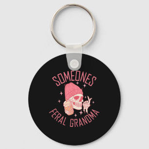 Somebody's Feral Grandma Halloween Skeleton  Keychain
