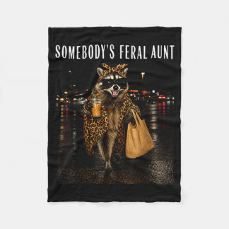 Somebodys Fvibesl Aunt Raccoon Coffee Leopard Fleece Blanket