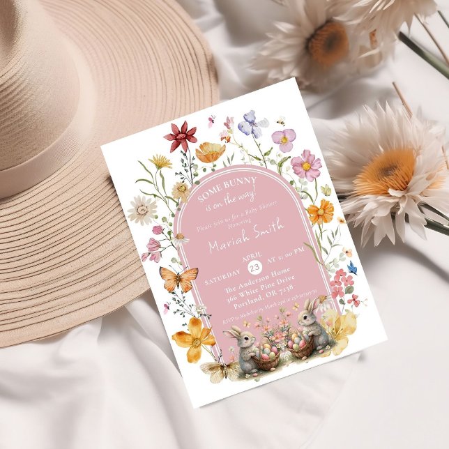 SomeBunny Easter Wildflower Baby Shower Invitation (Creator Uploaded)