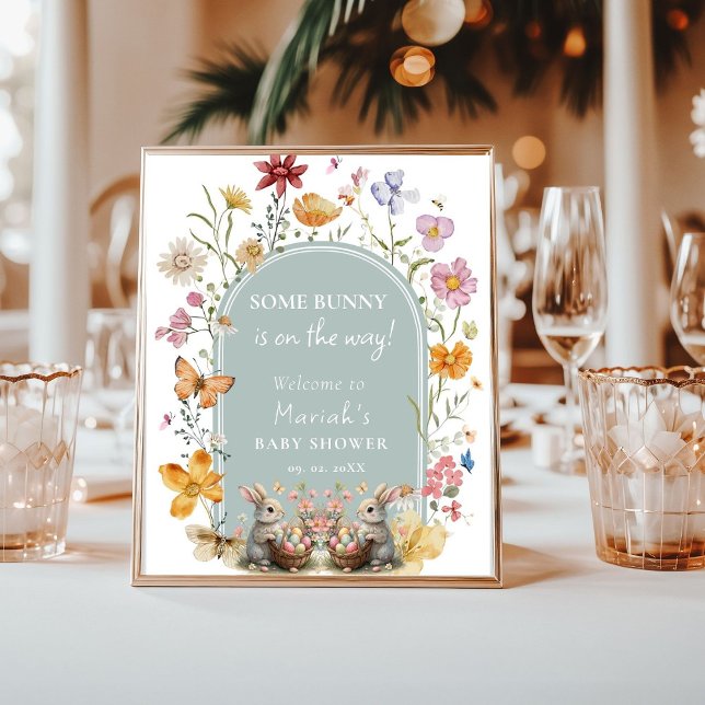 SomeBunny Easter Wildflower Baby Shower welcome Poster (Creator Uploaded)