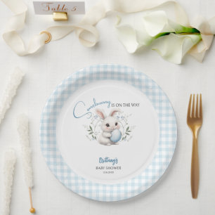 Somebunny is on the Way Boy Easter Baby Shower Paper Plate