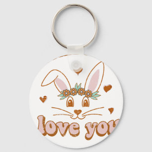 somebunny love you, retro, vintage keychain