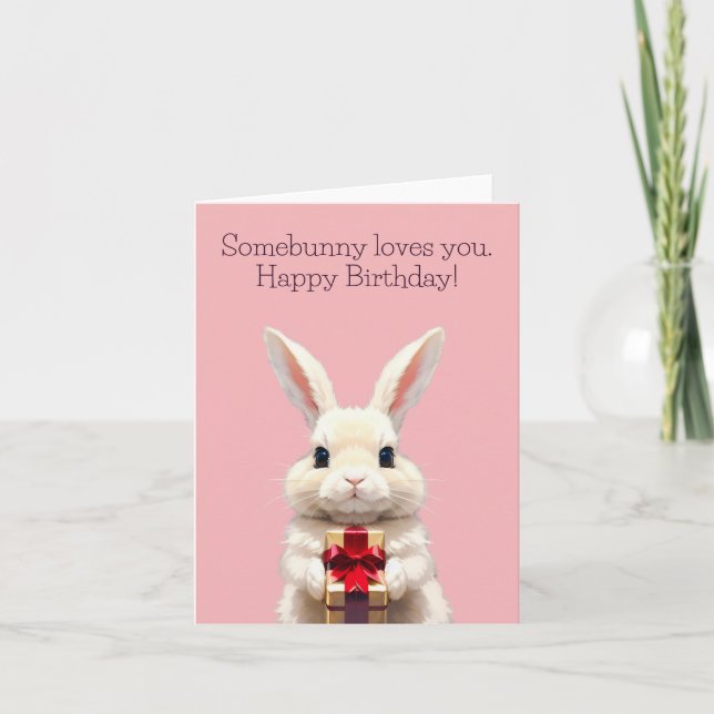 Somebunny Loves You Funny Rabbit Greeting Card (Front)
