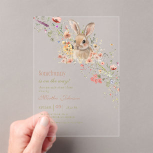 Somebunny on the way Easter Wildflower baby Shower Acrylic Invitations