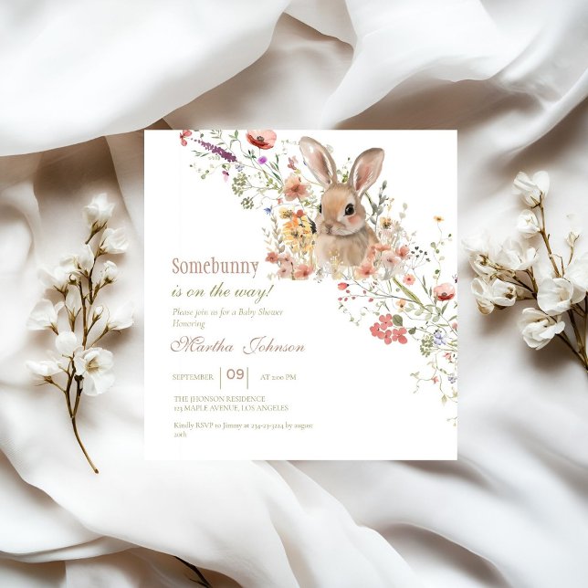 Somebunny on the way Easter Wildflower baby Shower Invitation (Creator Uploaded)