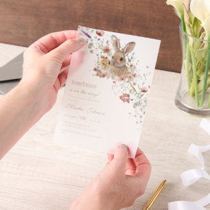 Somebunny on the way Easter Wildflower baby Shower Vellum Invitations