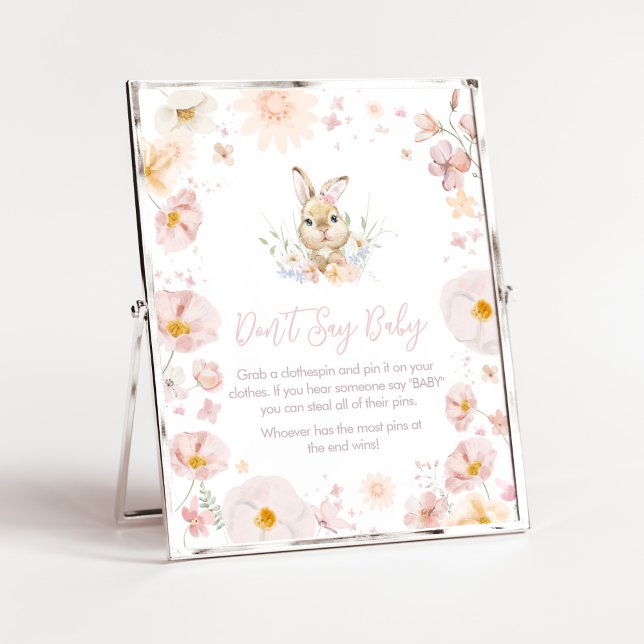 Somebunny Rabbit Baby Shower Don't Say Baby Poster (Rabbit Somebunny Baby Shower Don't Say Baby Sign)