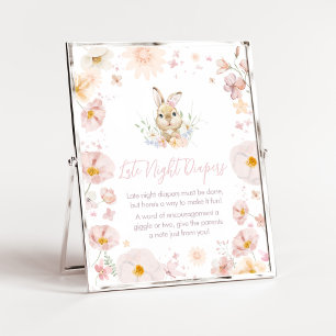 Somebunny Rabbit Baby Shower Late Night Diapers Poster