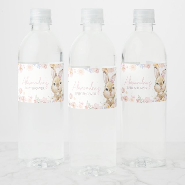 Somebunny Rabbit Baby Shower Water Bottle Label (Bottles)
