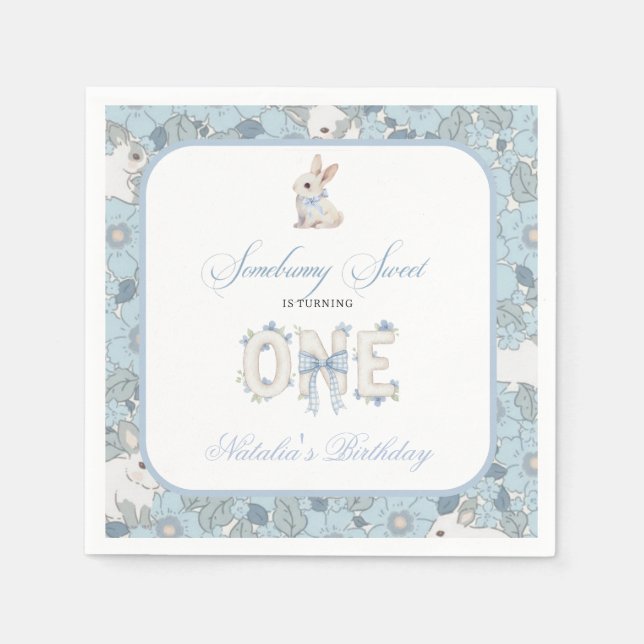 Somebunny Sweet 1st Birthday Spring Floral Invitat Napkin (Front)