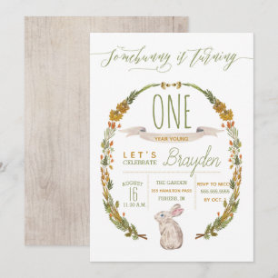 Somebunny WoodlandFirst Birthday Party Invitations