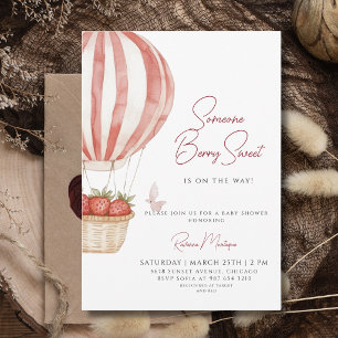 Someone Berry Sweet Hot Air Balloon Baby Shower Invitation
