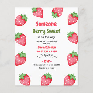Someone Berry Sweet Strawberry Baby Shower Invite  Flyer